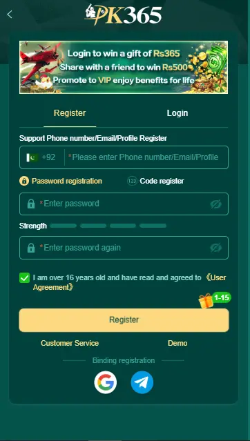 Register On PK365